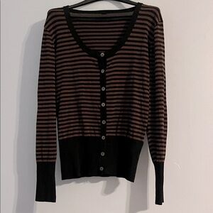 H&M Black and Brown Striped Cardigan